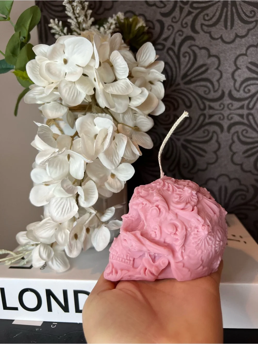 Pink Skull Decorative Candle - White Sage Lavender